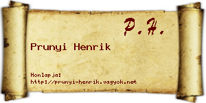 Prunyi Henrik névjegykártya
